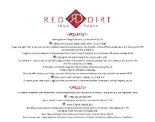 View Red Dirt Roadhouse Menu